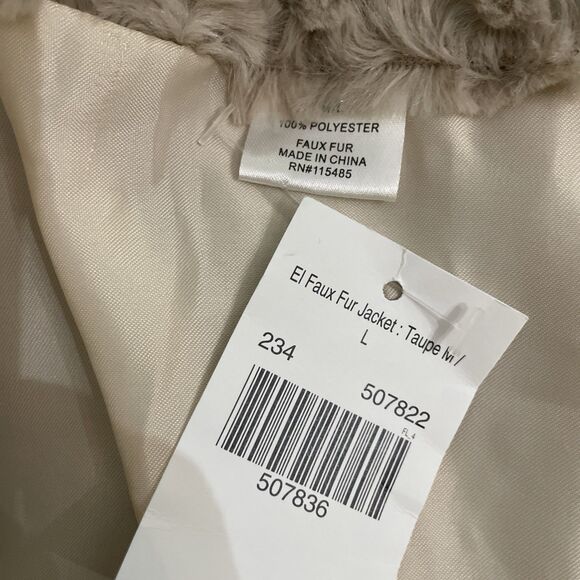 Taupe Faux Fur Swing Coat Jacket Womens Size M/L New - Picture 2 of 11